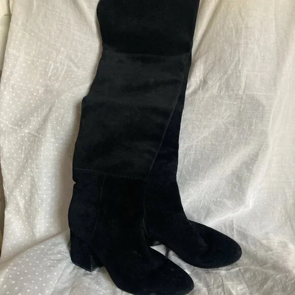 J.Crew Sadie over the knee tall suede boots Black sz 6 - Picture 10 of 10